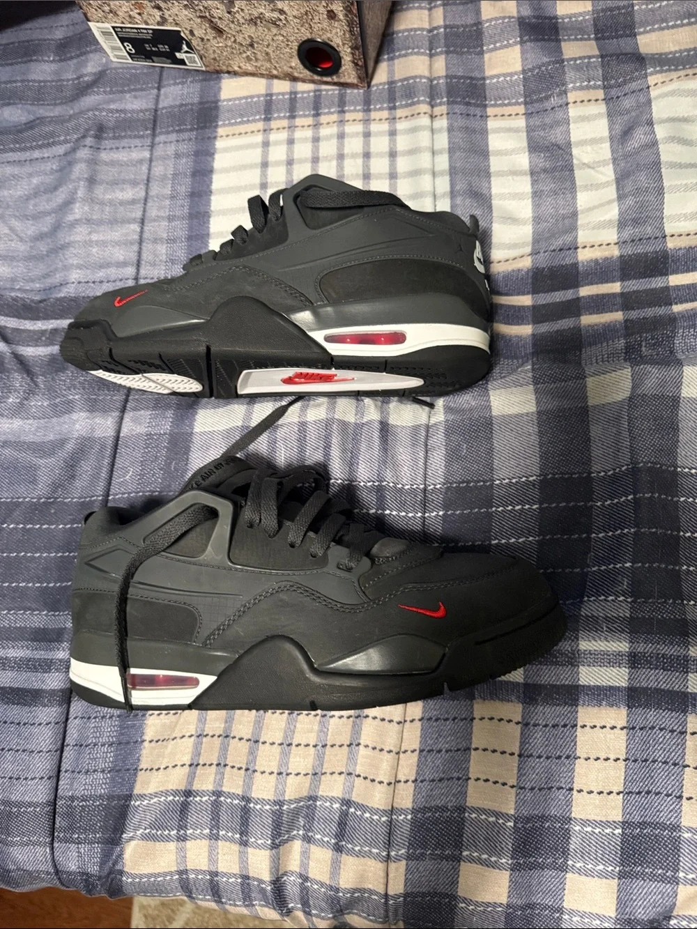 Men's Black Jordan 4 bike air Athletic Sneakers with Red Accent
